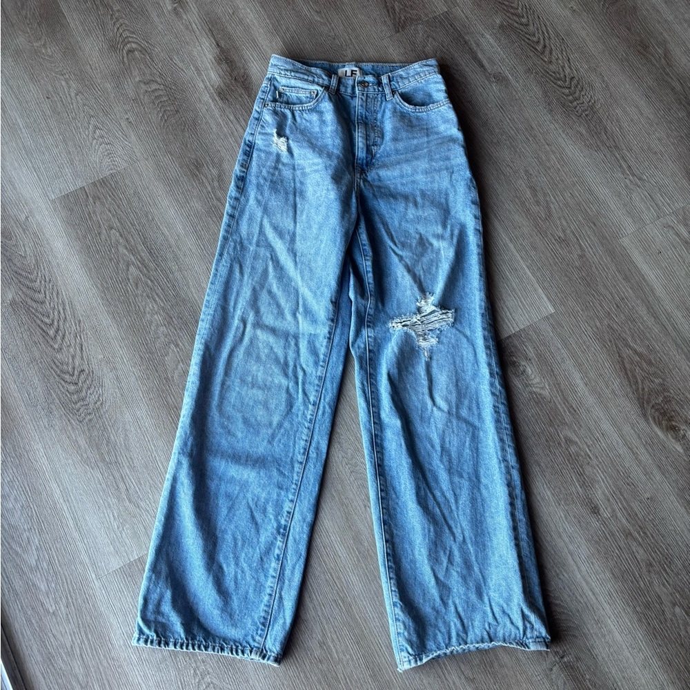LOVERS AND FRIENDS LENNON SUPER HIGH RISE LOOSE WIDE LEG JEANS - Picture 5 of 9